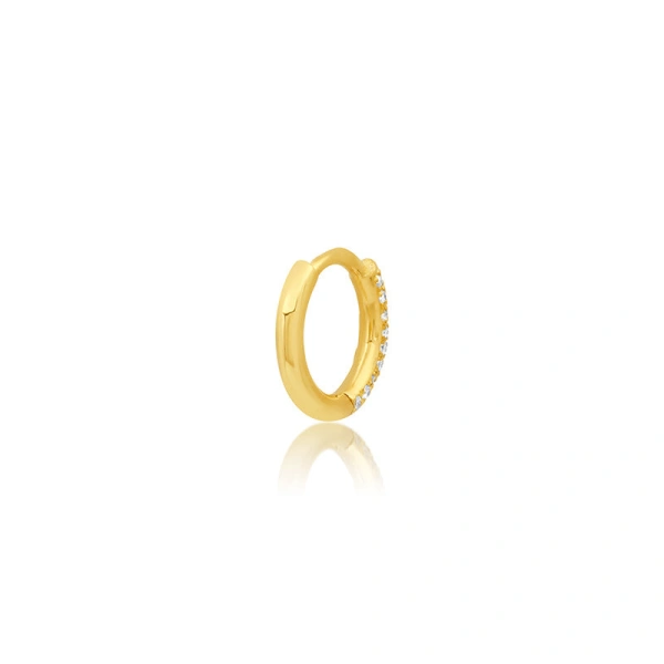 Jennifer Meyer 3 Sided Diamond Cartilage Hoop in 18K Yellow Gold | Fine Earrings | Coveti