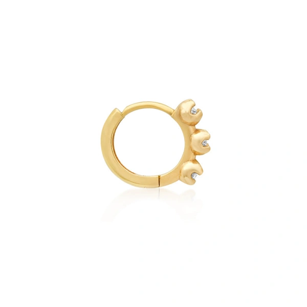 Jennifer Meyer 3 illusion Set Diamond Huggies in 18K Yellow Gold | Fine Earrings | Coveti
