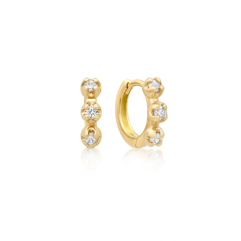 Jennifer Meyer 3 illusion Set Diamond Huggies in 18K Yellow Gold Jennifer Meyer 3 illusion Set Diamond Huggies in 18K Yellow Gold | Fine Earrings | Coveti