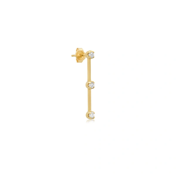 Jennifer Meyer 3 illusion Set Diamond Linear Studs in 18K Yellow Gold | Fine Earrings | Coveti