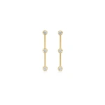 Jennifer Meyer 3 illusion Set Diamond Linear Studs in 18K Yellow Gold | Fine Earrings | Coveti