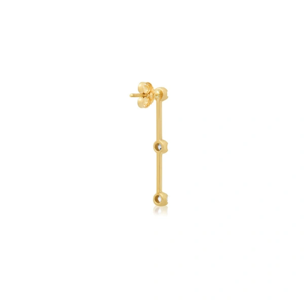 Jennifer Meyer 3 illusion Set Diamond Linear Studs in 18K Yellow Gold | Fine Earrings | Coveti