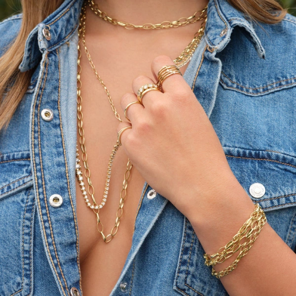 Jennifer Meyer 30 Inch Medium Edith Link Necklace in 18K Yellow Gold | Fine Necklaces | Coveti