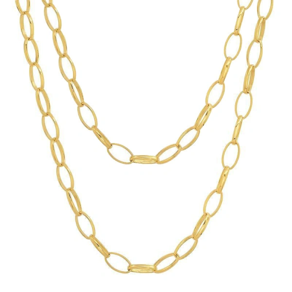 Jennifer Meyer 30 Inch Medium Edith Link Necklace in 18K Yellow Gold | Fine Necklaces | Coveti