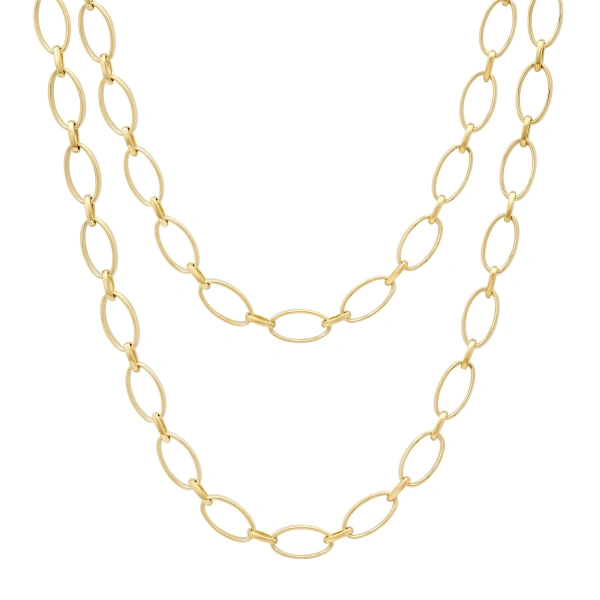Jennifer Meyer 30 Inch Medium and Small Edith Link Necklace in 18K Yellow Gold | Fine Necklaces | Coveti