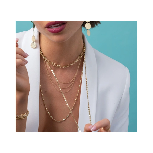 Jennifer Meyer 30 Inch Mini Circle Link Necklace in 18K Yellow Gold | Fine Necklaces | Coveti