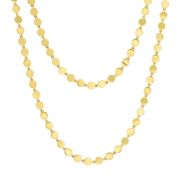 30 Inch Mini Circle Link Necklace in 18K Yellow Gold