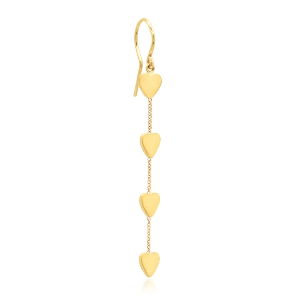 Jennifer Meyer 4 Heart By The Inch Earrings in 18K Yellow Gold | Fine Earrings | Coveti