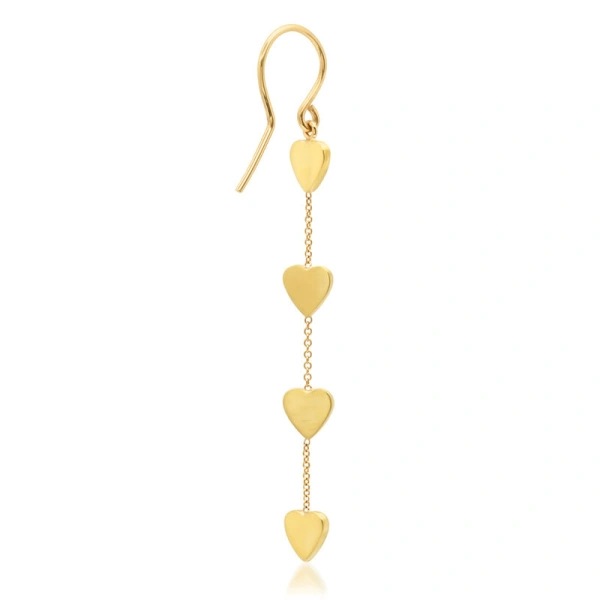 Jennifer Meyer 4 Heart By The Inch Earrings in 18K Yellow Gold | Fine Earrings | Coveti