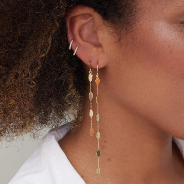 Jennifer Meyer 4 Marquise By The Inch Earrings in 18K Yellow Gold | Fine Earrings | Coveti
