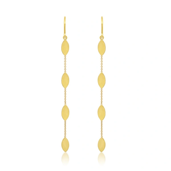 Jennifer Meyer 4 Marquise By The Inch Earrings in 18K Yellow Gold | Fine Earrings | Coveti