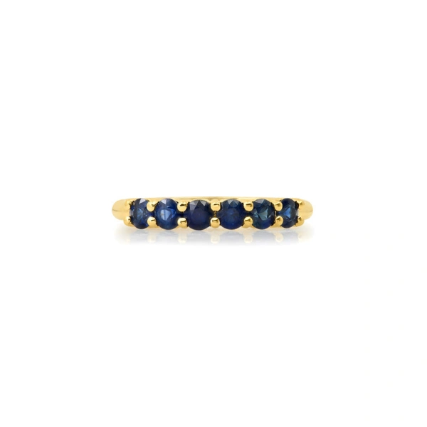Jennifer Meyer 4 Prong Blue Sapphire Ring in 18K Yellow Gold | Fine Rings | Coveti