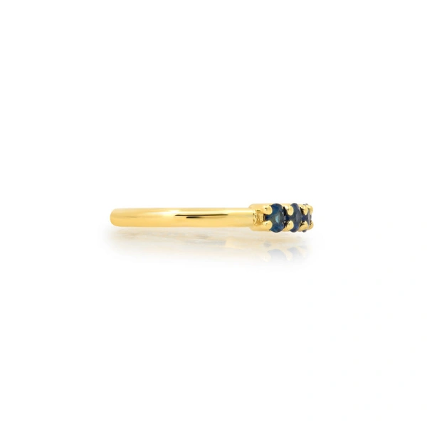 Jennifer Meyer 4 Prong Blue Sapphire Ring in 18K Yellow Gold | Fine Rings | Coveti