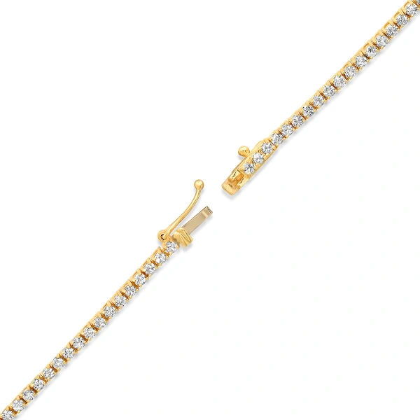 Jennifer Meyer 4 Prong Diamond Cross Bar Tennis Necklace in 18K Yellow Gold | Fine Necklaces | Coveti