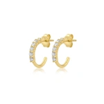 Jennifer Meyer 4 Prong Diamond Mini Hoops in 18K Yellow Gold | Fine Earrings | Coveti