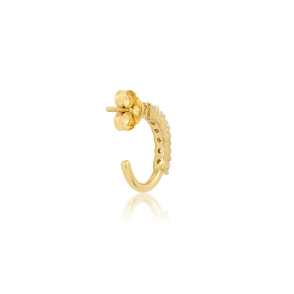 Jennifer Meyer 4 Prong Diamond Mini Hoops in 18K Yellow Gold | Fine Earrings | Coveti