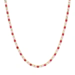 Jennifer Meyer 4 Prong Diamond, Pink Sapphire, and Ruby Tennis Necklace in 18K Yellow Gold | Fine Necklaces | Coveti