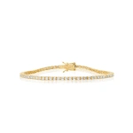 Jennifer Meyer 4 Prong Diamond Tennis Bracelet in 18K Yellow Gold | Fine Bracelets | Coveti