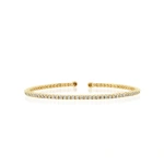 Jennifer Meyer 4 Prong Diamond Tennis Cuff in 18K Yellow Gold | Fine Bracelets | Coveti