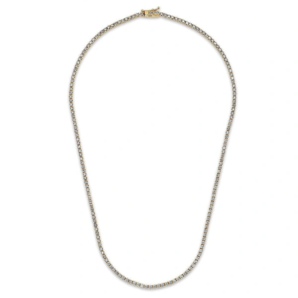 Jennifer Meyer 4 Prong Diamond Tennis Necklace in 18K Yellow Gold | Fine Necklaces | Coveti