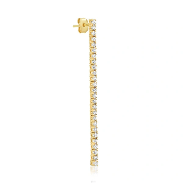Jennifer Meyer 4 Prong Diamond Tennis Studs in 18K Yellow Gold | Fine Earrings | Coveti