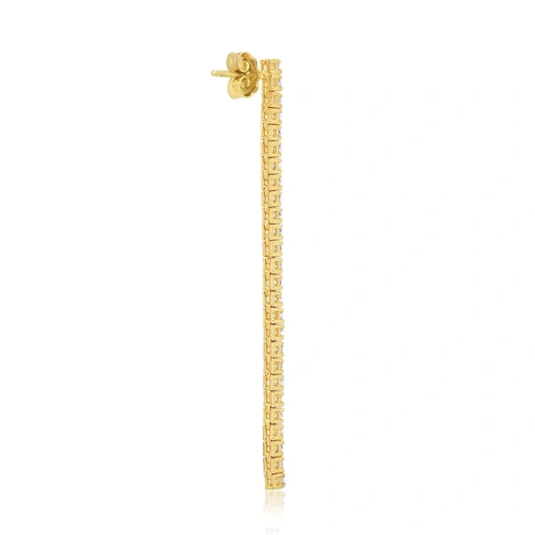 Jennifer Meyer 4 Prong Diamond Tennis Studs in 18K Yellow Gold | Fine Earrings | Coveti