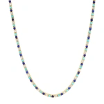 Jennifer Meyer 4 Prong Diamond, Turquoise, and Lapis Tennis Necklace in 18K Yellow Gold | Fine Necklaces | Coveti