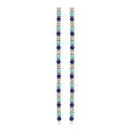Jennifer Meyer 4 Prong Diamond, Turquoise, and Lapis Tennis Studs in 18K Yellow Gold | Fine Earrings | Coveti