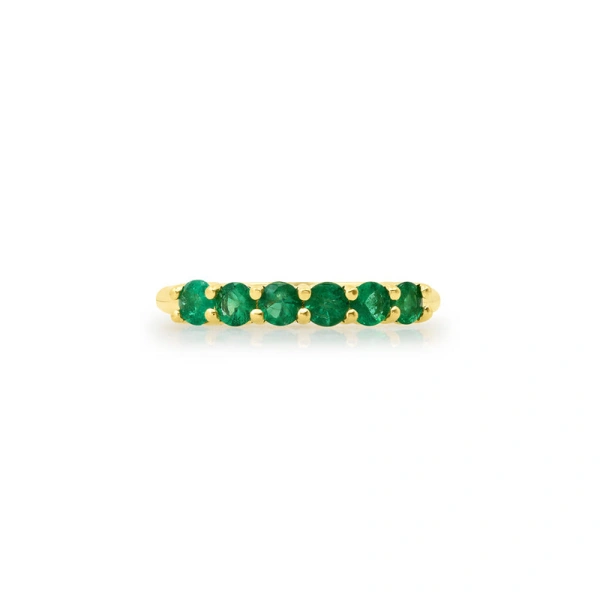 Jennifer Meyer 4 Prong Emerald Ring in 18K Yellow Gold | Fine Rings | Coveti