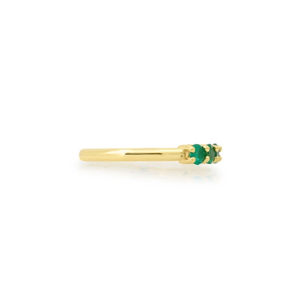 Jennifer Meyer 4 Prong Emerald Ring in 18K Yellow Gold | Fine Rings | Coveti