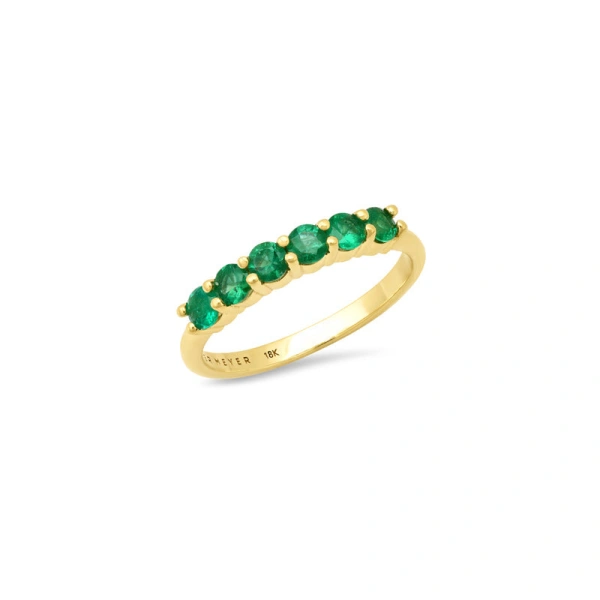 Jennifer Meyer 4 Prong Emerald Ring in 18K Yellow Gold | Fine Rings | Coveti