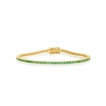 Jennifer Meyer 4 Prong Emerald Tennis Bracelet in 18K Yellow Gold | Fine Bracelets | Coveti