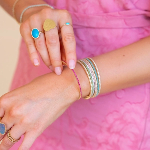 Jennifer Meyer 4 Prong Emerald Tennis Cuff in 18K Yellow Gold | Fine Bracelets | Coveti
