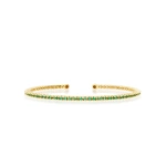 Jennifer Meyer 4 Prong Emerald Tennis Cuff in 18K Yellow Gold | Fine Bracelets | Coveti