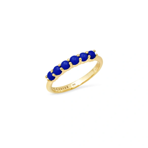 Jennifer Meyer 4 Prong Lapis Ring in 18K Yellow Gold | Fine Rings | Coveti
