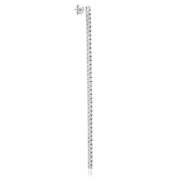 Jennifer Meyer 4 Prong Long Diamond Tennis Studs in 18K White Gold | Fine Earrings | Coveti