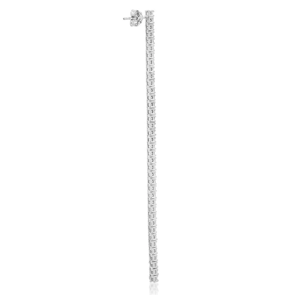 Jennifer Meyer 4 Prong Long Diamond Tennis Studs in 18K White Gold | Fine Earrings | Coveti