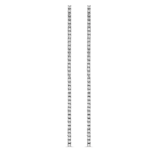 Jennifer Meyer 4 Prong Long Diamond Tennis Studs in 18K White Gold | Fine Earrings | Coveti
