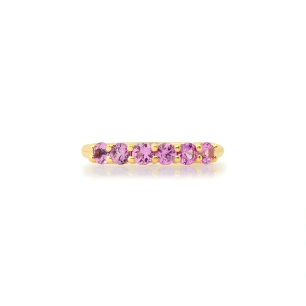 Jennifer Meyer 4 Prong Pink Sapphire Ring in 18K Yellow Gold | Fine Rings | Coveti