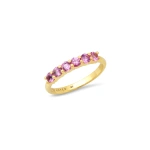 Jennifer Meyer 4 Prong Pink Sapphire Ring in 18K Yellow Gold | Fine Rings | Coveti