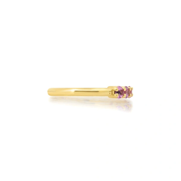 Jennifer Meyer 4 Prong Pink Sapphire Ring in 18K Yellow Gold | Fine Rings | Coveti