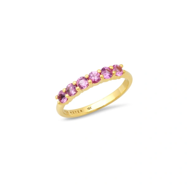 4 Prong Pink Sapphire Ring in 18K Yellow Gold
