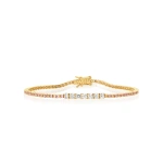 Jennifer Meyer 4 Prong Pink Sapphire Tennis Bracelet with Large Diamond Accent in 18K Yellow Gold | Fine Bracelets | Coveti