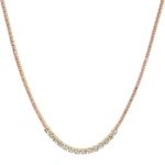 Jennifer Meyer 4 Prong Pink Sapphire Tennis Necklace with Large 4 Prong Diamond Accent in 18K Yellow Gold | Fine Necklaces | Coveti
