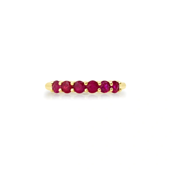 Jennifer Meyer 4 Prong Ruby Ring in 18K Yellow Gold | Fine Rings | Coveti