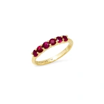 Jennifer Meyer 4 Prong Ruby Ring in 18K Yellow Gold | Fine Rings | Coveti