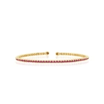 Jennifer Meyer 4 Prong Ruby Tennis Cuff in 18K Yellow Gold | Fine Bracelets | Coveti