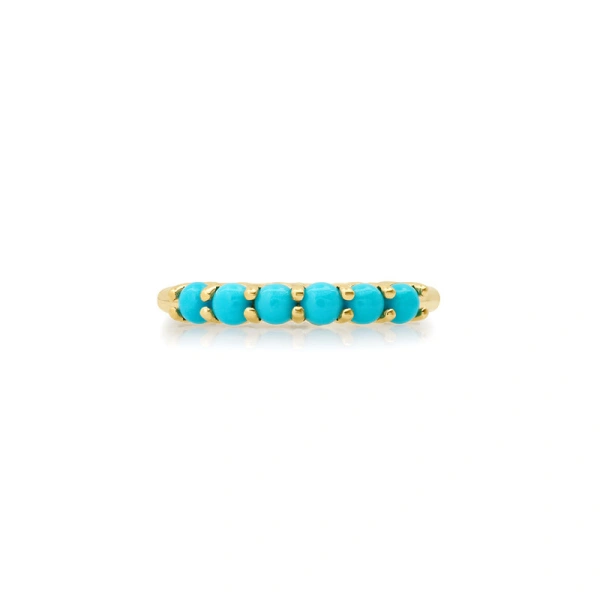 Jennifer Meyer 4 Prong Turquoise Ring in 18K Yellow Gold | Fine Rings | Coveti