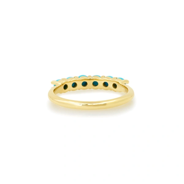 Jennifer Meyer 4 Prong Turquoise Ring in 18K Yellow Gold | Fine Rings | Coveti
