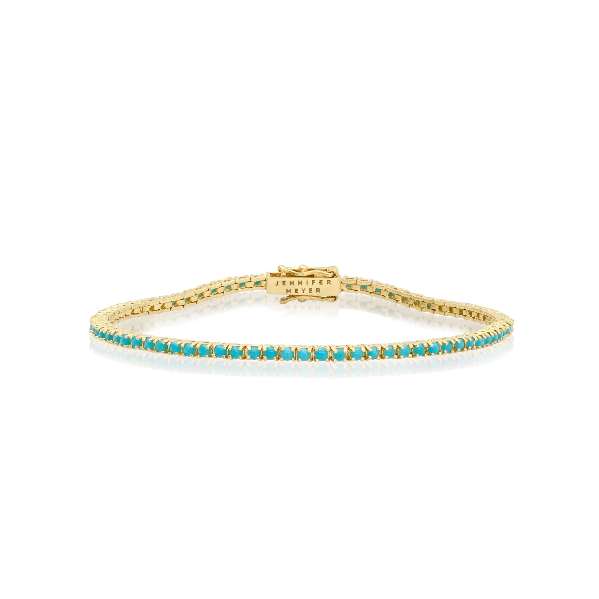 Jennifer Meyer 4 Prong Turquoise Tennis Bracelet in 18K Yellow Gold Jennifer Meyer 4 Prong Turquoise Tennis Bracelet in 18K Yellow Gold | Fine Bracelets | Coveti